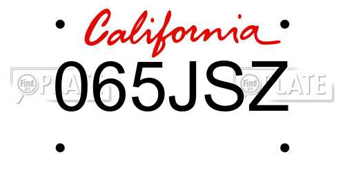 065JSZ California License Plate