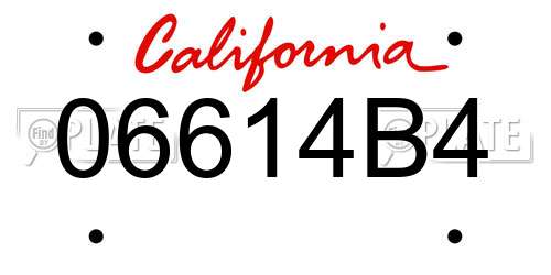 06614B4 California License Plate