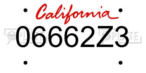 06662Z3 California License Plate