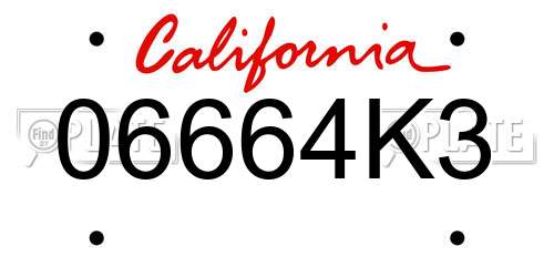 06664K3 California License Plate