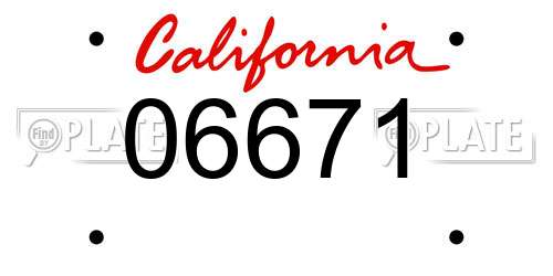 06671 California License Plate