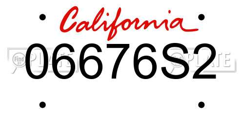 06676S2 California License Plate