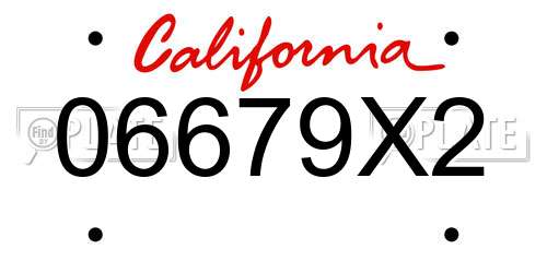 06679X2 California License Plate