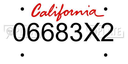 06683X2 California License Plate