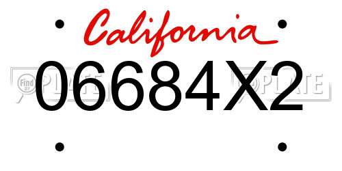 06684X2 California License Plate