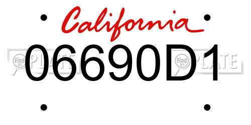 06690D1 California License Plate