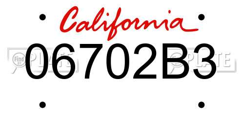 06702B3 California License Plate