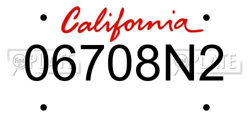 06708N2 California License Plate