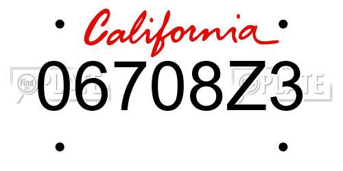 06708Z3 California License Plate