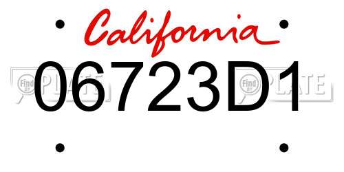 06723D1 California License Plate