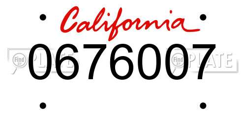 0676007 California License Plate