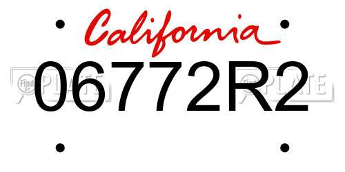 06772R2 California License Plate