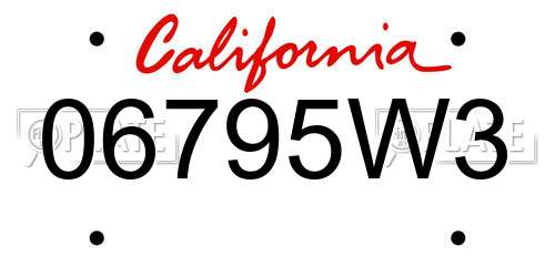 06795W3 California License Plate
