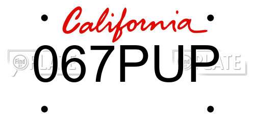 067PUP California License Plate