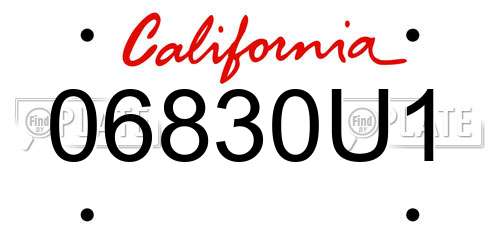 06830U1 California License Plate
