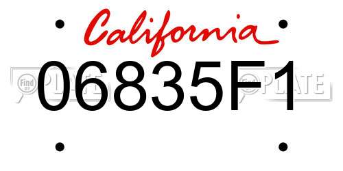 06835F1 California License Plate