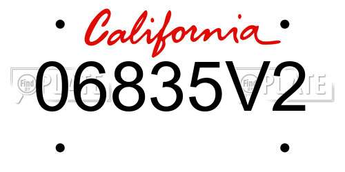 06835V2 California License Plate