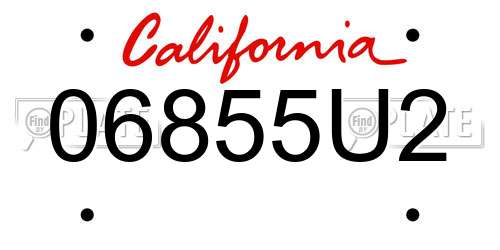 06855U2 California License Plate