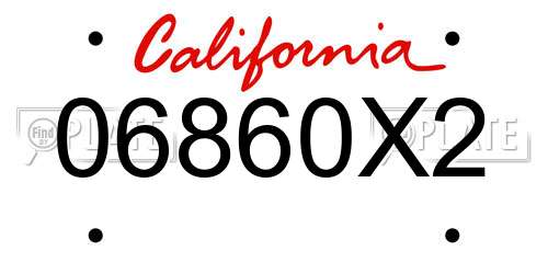 06860X2 California License Plate