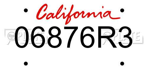 06876R3 California License Plate