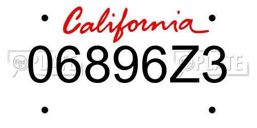 06896Z3 California License Plate