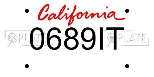 0689IT California License Plate