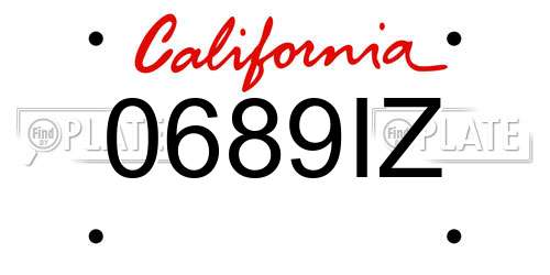 0689IZ California License Plate