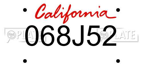 068J52 California License Plate