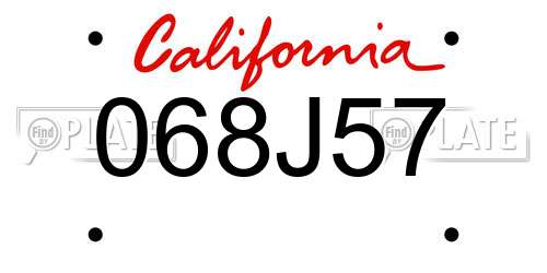 068J57 California License Plate