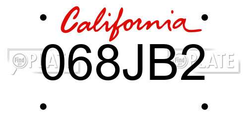 068JB2 California License Plate