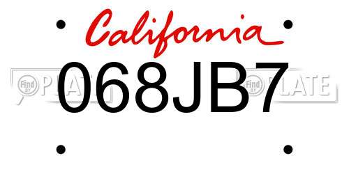 068JB7 California License Plate
