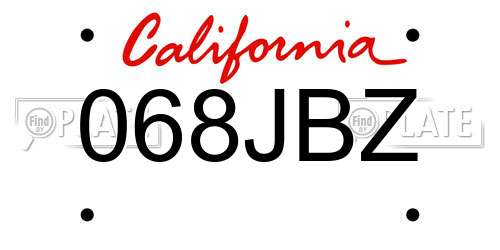 068JBZ California License Plate