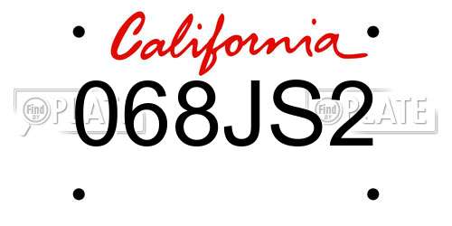 068JS2 California License Plate