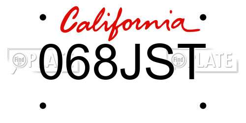 068JST California License Plate