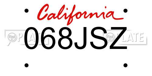 068JSZ California License Plate