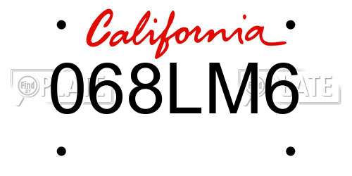 068LM6 California License Plate