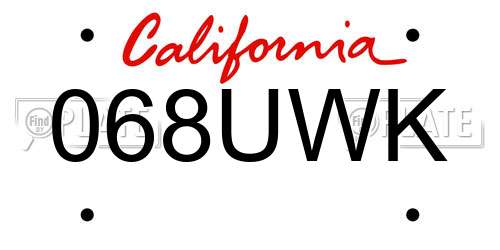 068UWK California License Plate
