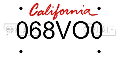 068VO0 California License Plate