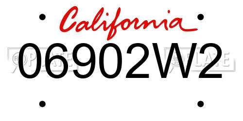 06902W2 California License Plate