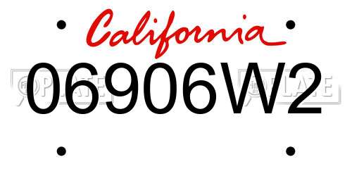 06906W2 California License Plate
