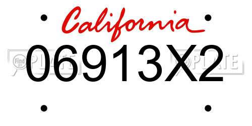 06913X2 California License Plate