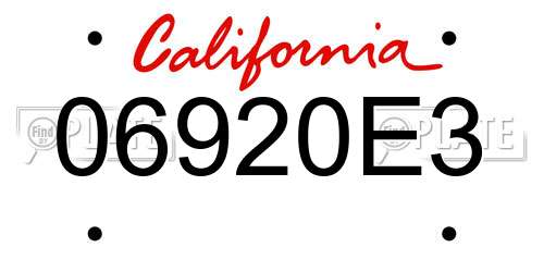 06920E3 California License Plate