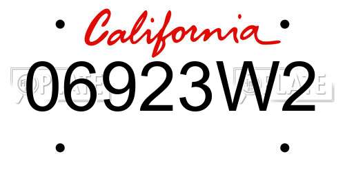 06923W2 California License Plate