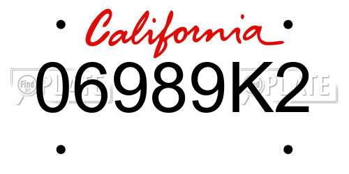 06989K2 California License Plate
