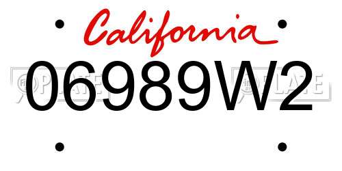06989W2 California License Plate