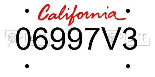 06997V3 California License Plate