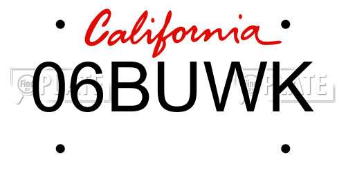 06BUWK California License Plate