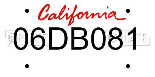 06DB081 California License Plate