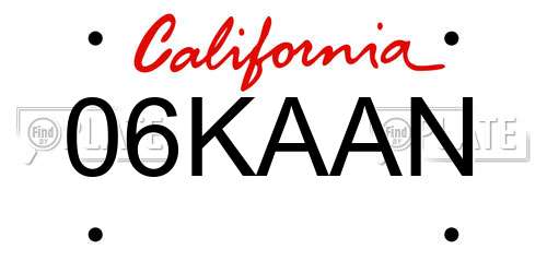 06KAAN California License Plate