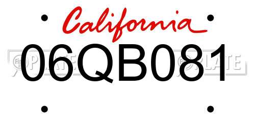 06QB081 California License Plate